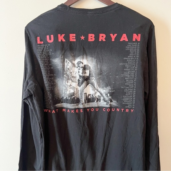 Luke Bryan What Makes you Country Tour Shirt Long Sleeves Black Tee - Picture 5 of 5